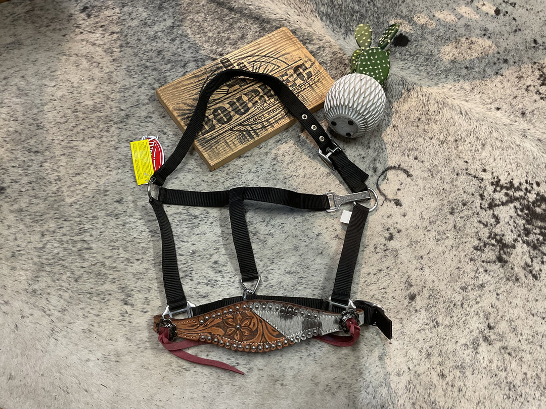 Showman Cowpuncher Black Nylon Thin Bronc Halter - Double C Western SupplyShiloh