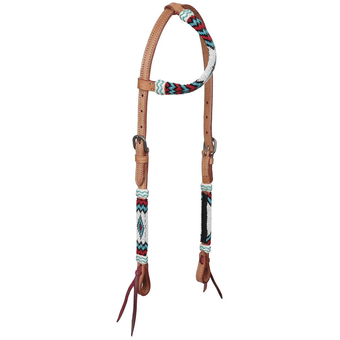 Showman Red Rock Beaded One Ear Headstall and Breastcollar Set 8284 - Double C Western SupplyShiloh