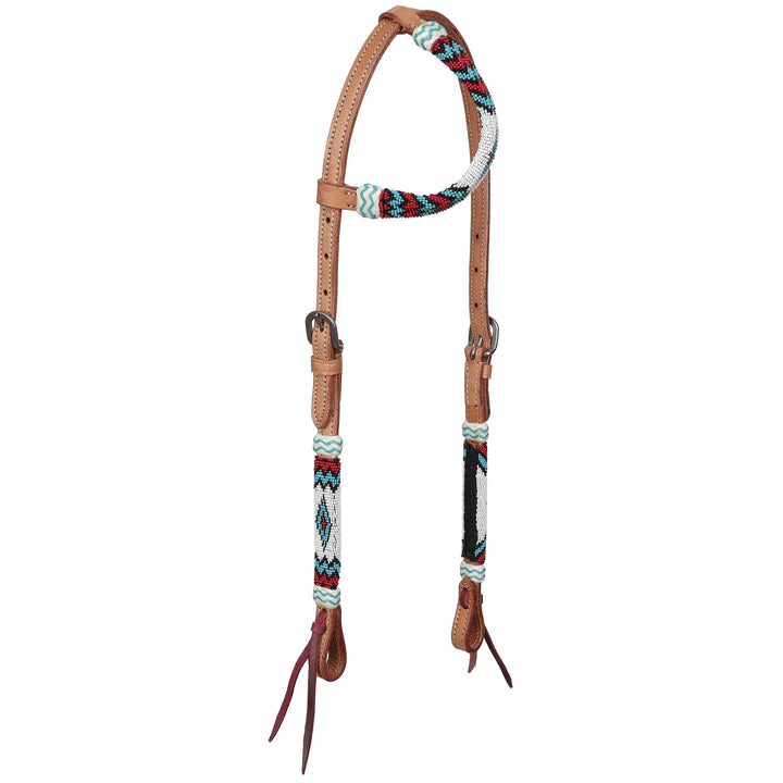 Showman Red Rock Beaded One Ear Headstall and Breastcollar Set 8284 - Double C Western SupplyShiloh