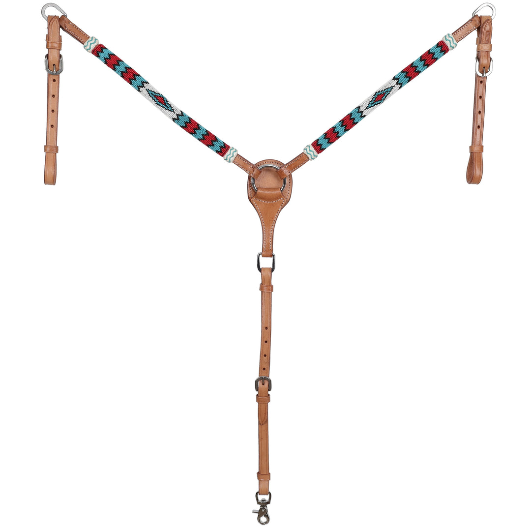 Showman Red Rock Beaded One Ear Headstall and Breastcollar Set 8284 - Double C Western SupplyShiloh