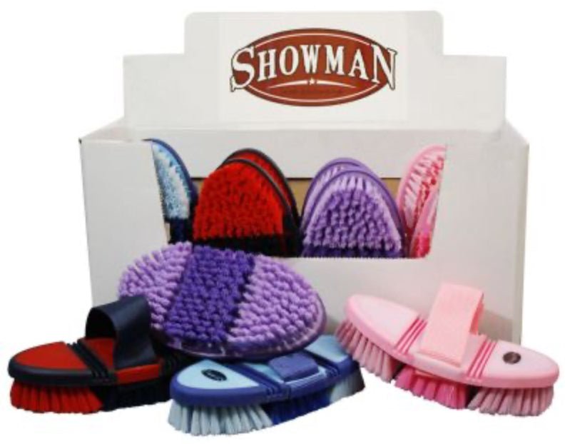 Soft touch, double jointed flexible handled brush with adjustable nylon hand strap 24574 - Double C Western SupplyShowman