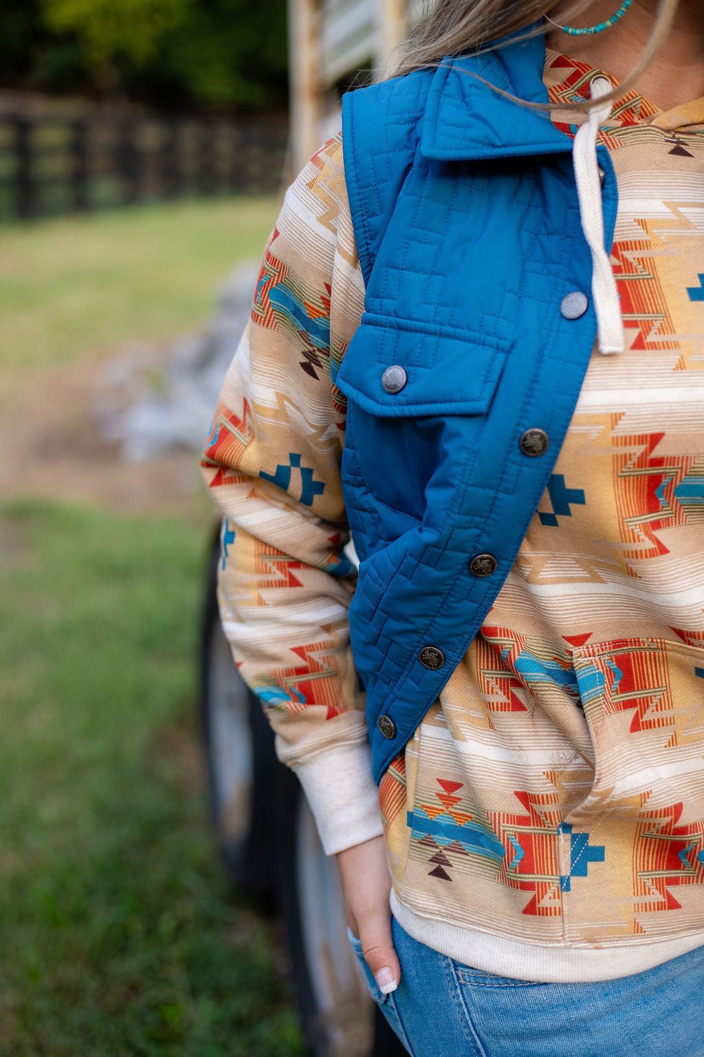 Solid Teal Quilted Vest - Double C Western SupplyDouble C Western Supply