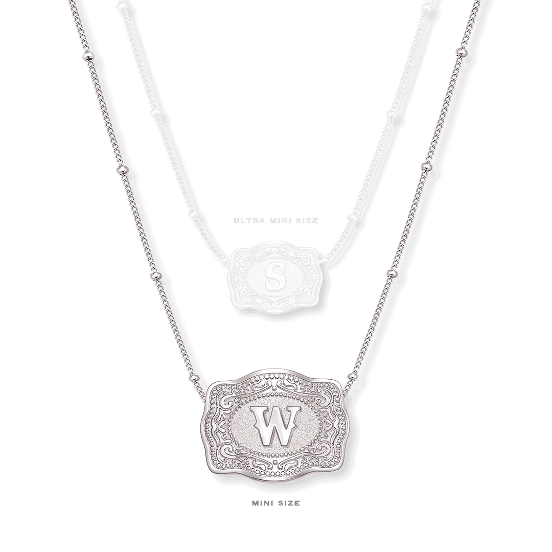 SpurWest Mini Belt Buckle Necklace (Initial) - Silver - Double C Western SupplySpurWest