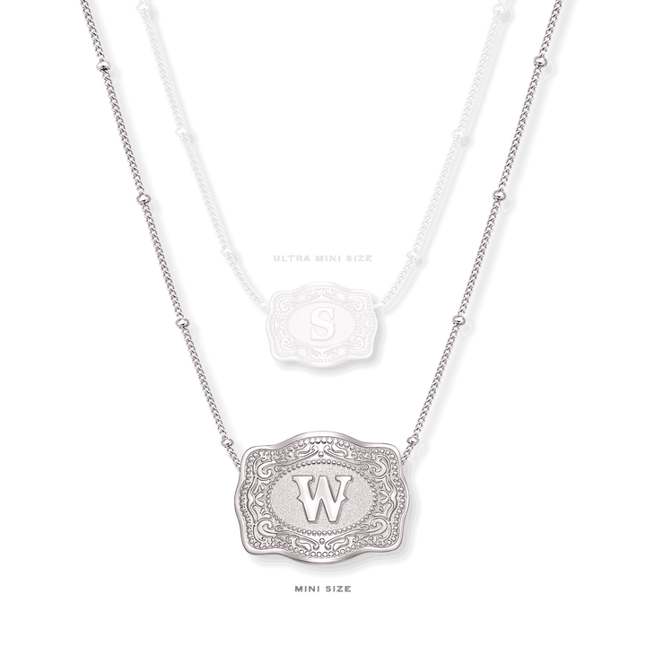 SpurWest Mini Belt Buckle Necklace (Initial) - Silver - Double C Western SupplySpurWest