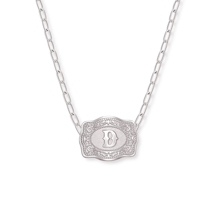 SpurWest Mini Belt Buckle Necklace (Initial) - Silver - Double C Western SupplySpurWest