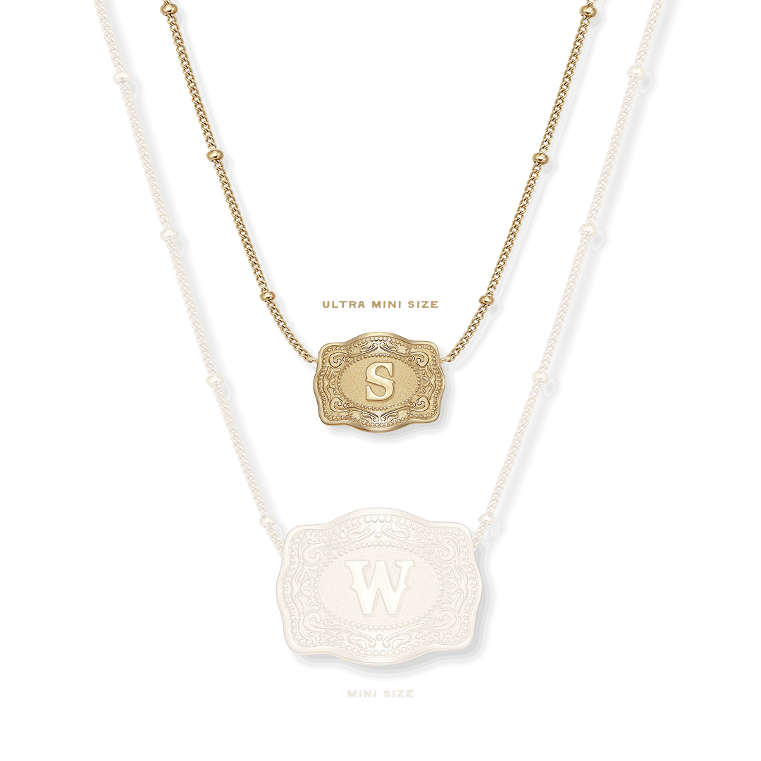 SpurWest Ultra Mini Belt Buckle Necklace (Initial) - Gold - Double C Western SupplySpurWest