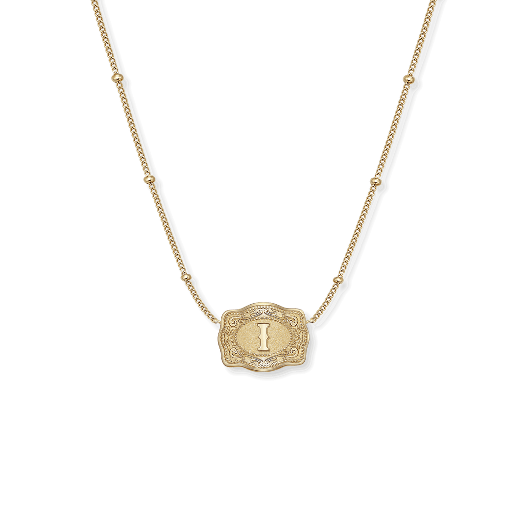 SpurWest Ultra Mini Belt Buckle Necklace (Initial) - Gold - Double C Western SupplySpurWest