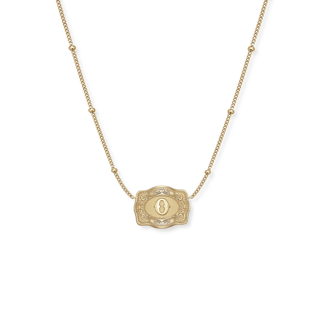 SpurWest Ultra Mini Belt Buckle Necklace (Initial) - Gold - Double C Western SupplySpurWest