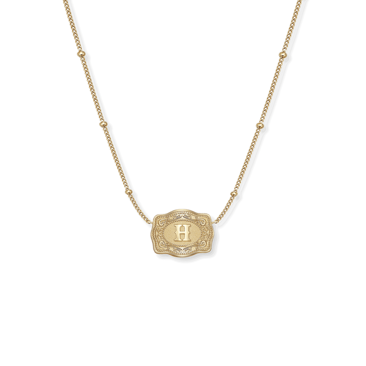 SpurWest Ultra Mini Belt Buckle Necklace (Initial) - Gold - Double C Western SupplySpurWest