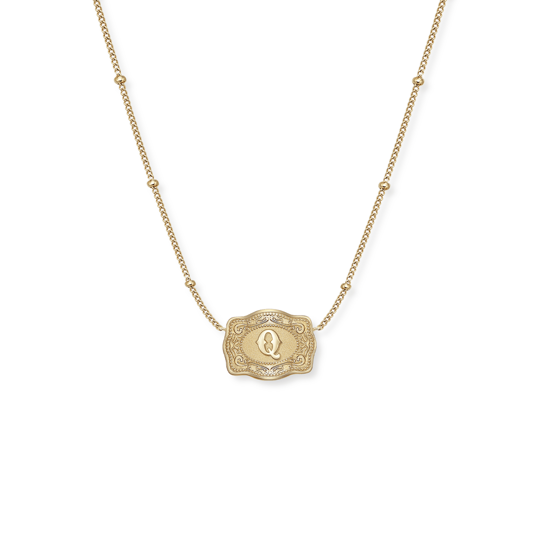 SpurWest Ultra Mini Belt Buckle Necklace (Initial) - Gold - Double C Western SupplySpurWest