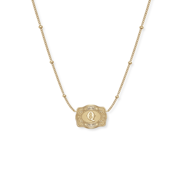 SpurWest Ultra Mini Belt Buckle Necklace (Initial) - Gold - Double C Western SupplySpurWest