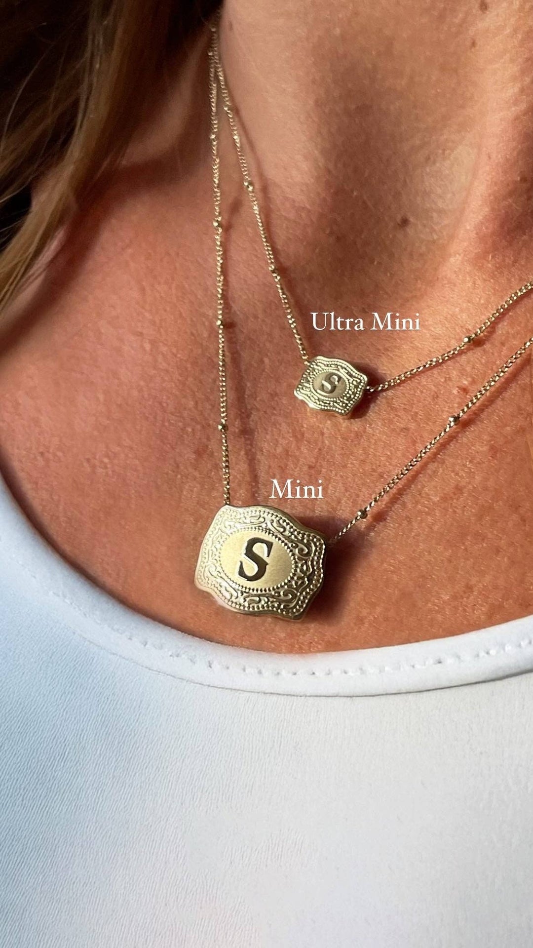 SpurWest Ultra Mini Belt Buckle Necklace (Initial) - Gold - Double C Western SupplySpurWest