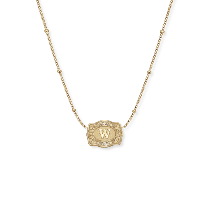 SpurWest Ultra Mini Belt Buckle Necklace (Initial) - Gold - Double C Western SupplySpurWest