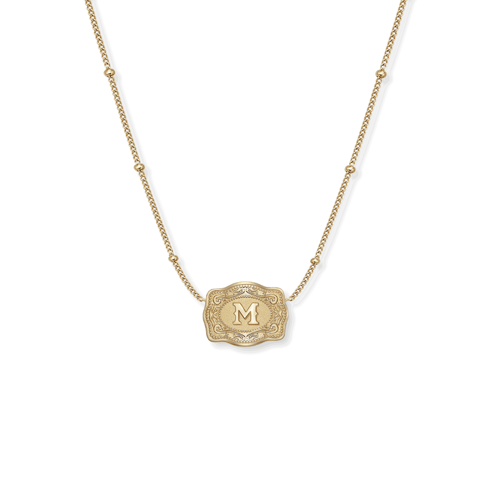 SpurWest Ultra Mini Belt Buckle Necklace (Initial) - Gold - Double C Western SupplySpurWest