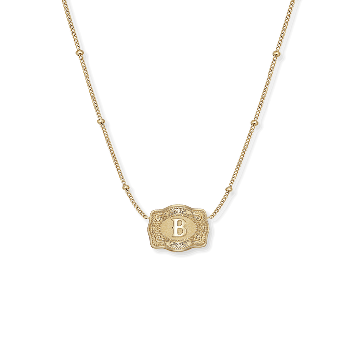 SpurWest Ultra Mini Belt Buckle Necklace (Initial) - Gold - Double C Western SupplySpurWest
