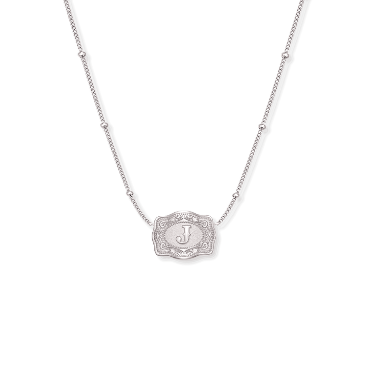 SpurWest Ultra Mini Belt Buckle Necklace (Initial) - Silver - Double C Western SupplySpurWest