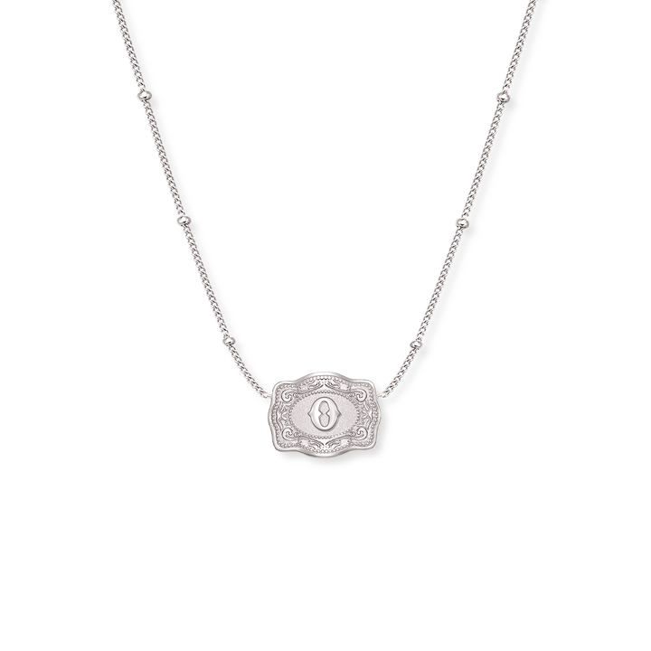 SpurWest Ultra Mini Belt Buckle Necklace (Initial) - Silver - Double C Western SupplySpurWest