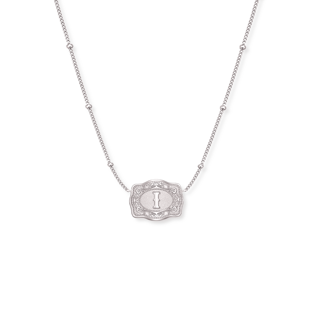 SpurWest Ultra Mini Belt Buckle Necklace (Initial) - Silver - Double C Western SupplySpurWest