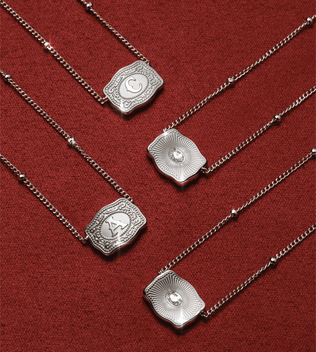 SpurWest Ultra Mini Belt Buckle Necklace (Initial) - Silver - Double C Western SupplySpurWest
