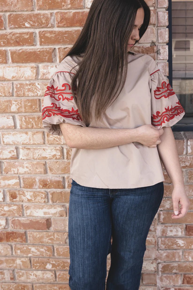 Sweetwater Stitch Dust/Rojo Flowy Top - Double C Western Supply2 Fly