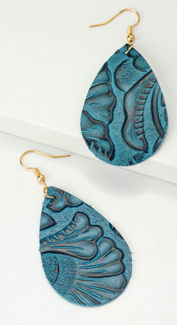 TEARDROP REAL LEATHER DROP EARRINGS WITH PRINTS - Double C Western SupplyDouble C Western Supply