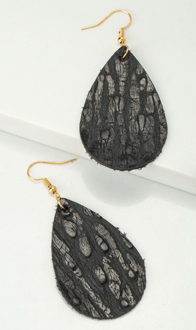 TEARDROP REAL LEATHER DROP EARRINGS WITH PRINTS - Double C Western SupplyDouble C Western Supply