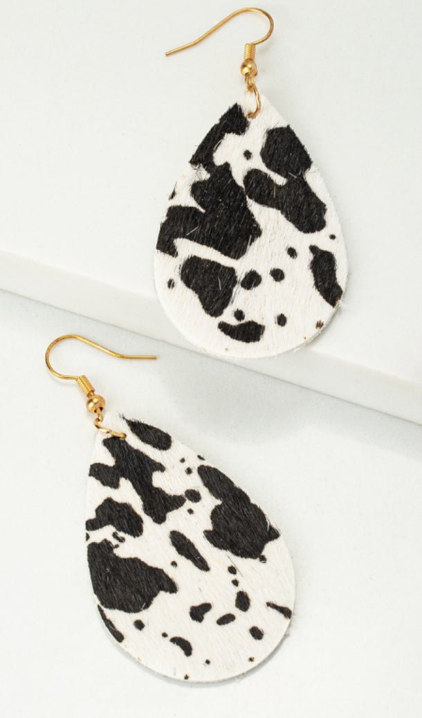 TEARDROP REAL LEATHER DROP EARRINGS WITH PRINTS - Double C Western SupplyDouble C Western Supply
