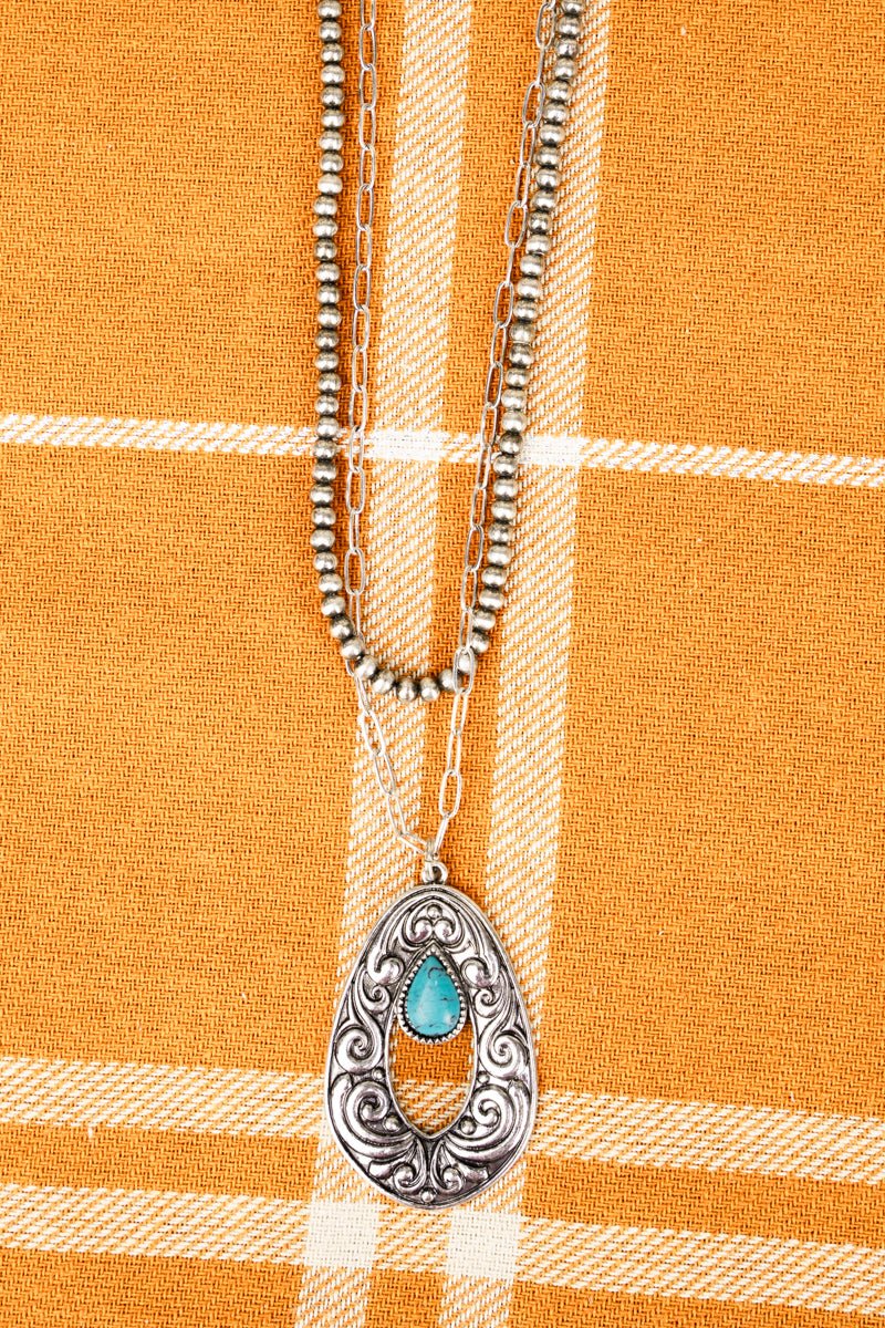 TURQUOISE BAY CITY SILVERTONE LAYERED NECKLACE