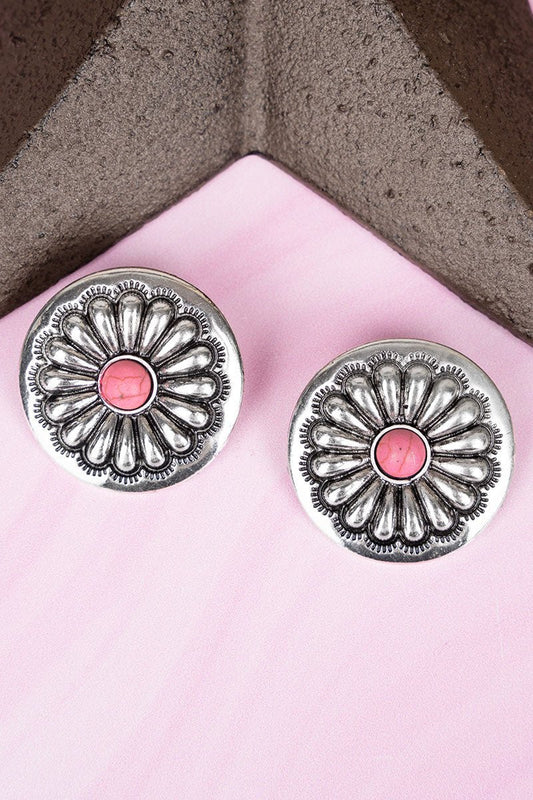 13-4375-SBPK VIOLA EASTWAY PINK CONCHO EARRINGS Double C Western Supply