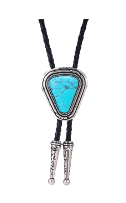 Triangle Turquoise Western Cowboy Bolo Tie Necklace - Double C Western SupplySimpleNGreat