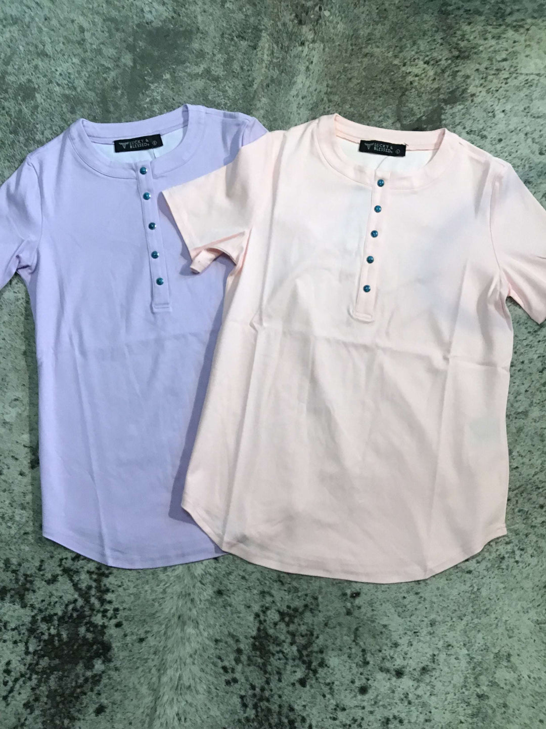 Turquoise Snap Button Down T-Shirt - Double C Western SupplyLucky &amp; Blessed