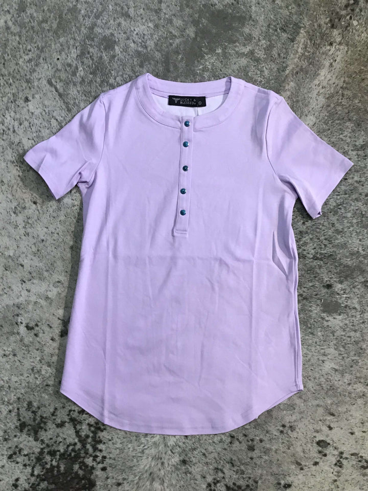 Turquoise Snap Button Down T-Shirt - Double C Western SupplyLucky &amp; Blessed