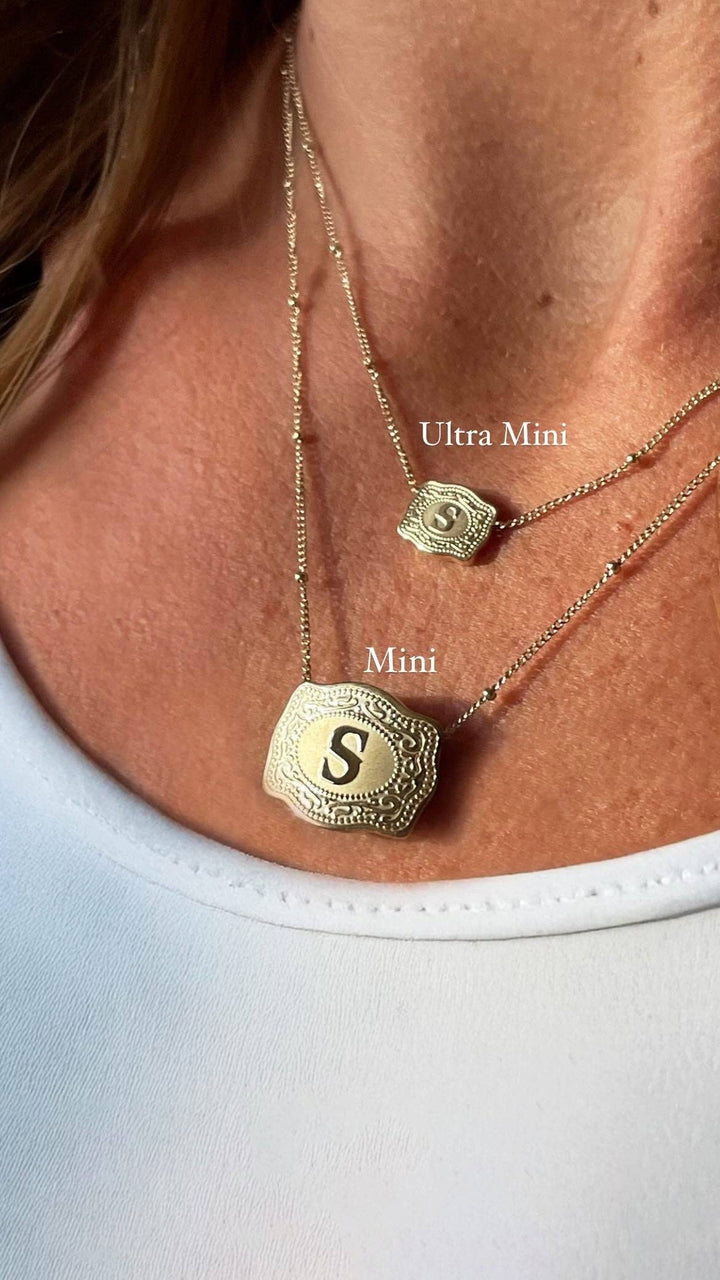 Ultra Mini Belt Buckle Necklace (Amelia Rose) - Gold - Double C Western SupplySpurWest