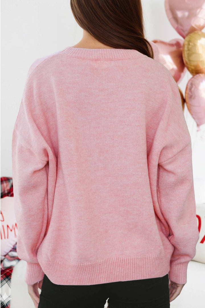 Valentines Corded Love Script Graphic Baggy Sweater - Double C Western Supplyfashionworks