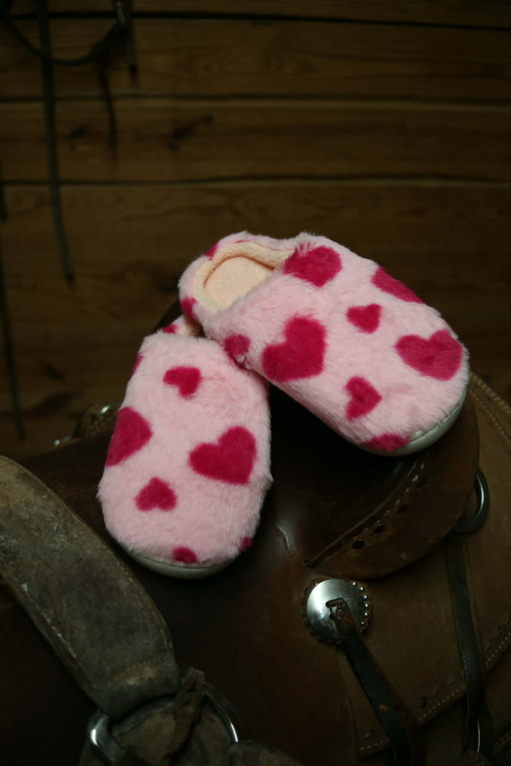 Valentines Heart Shape Winter Fuzzy Slippers - Double C Western Supplyfashionworks