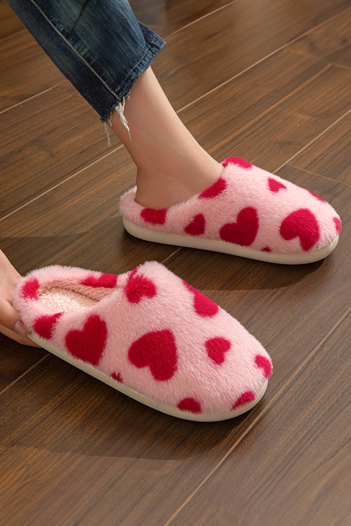 Valentines Heart Shape Winter Fuzzy Slippers - Double C Western Supplyfashionworks