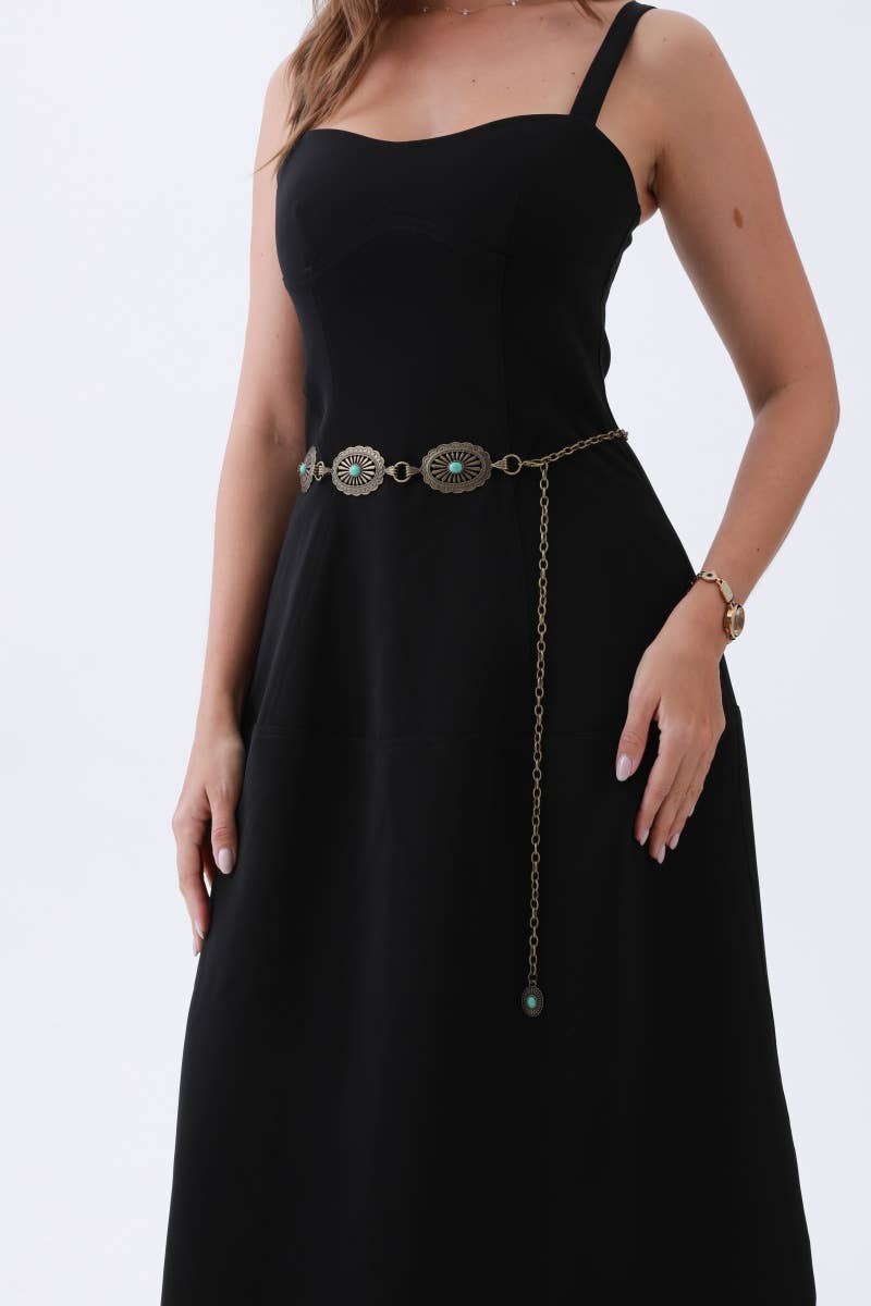 Vintage Turquoise Chain Belt – Classic Western Elegance YB-8117 - Double C Western SupplyLeto Accessories