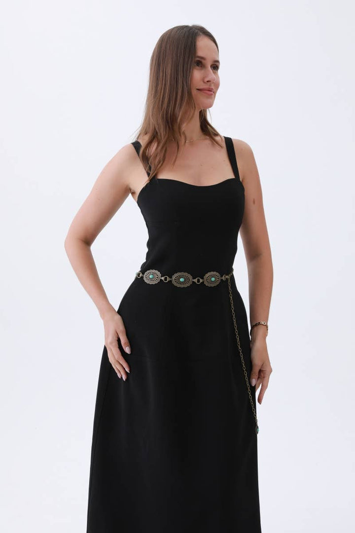 Vintage Turquoise Chain Belt – Classic Western Elegance YB-8117 - Double C Western SupplyLeto Accessories