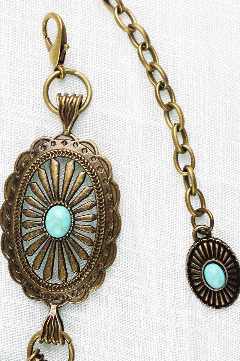 Vintage Turquoise Chain Belt – Classic Western Elegance YB-8117 - Double C Western SupplyLeto Accessories