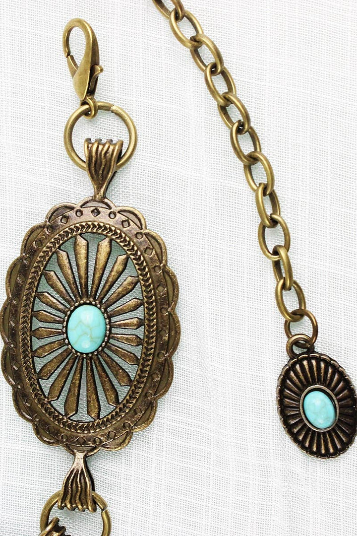 Vintage Turquoise Chain Belt – Classic Western Elegance YB-8117 - Double C Western SupplyLeto Accessories