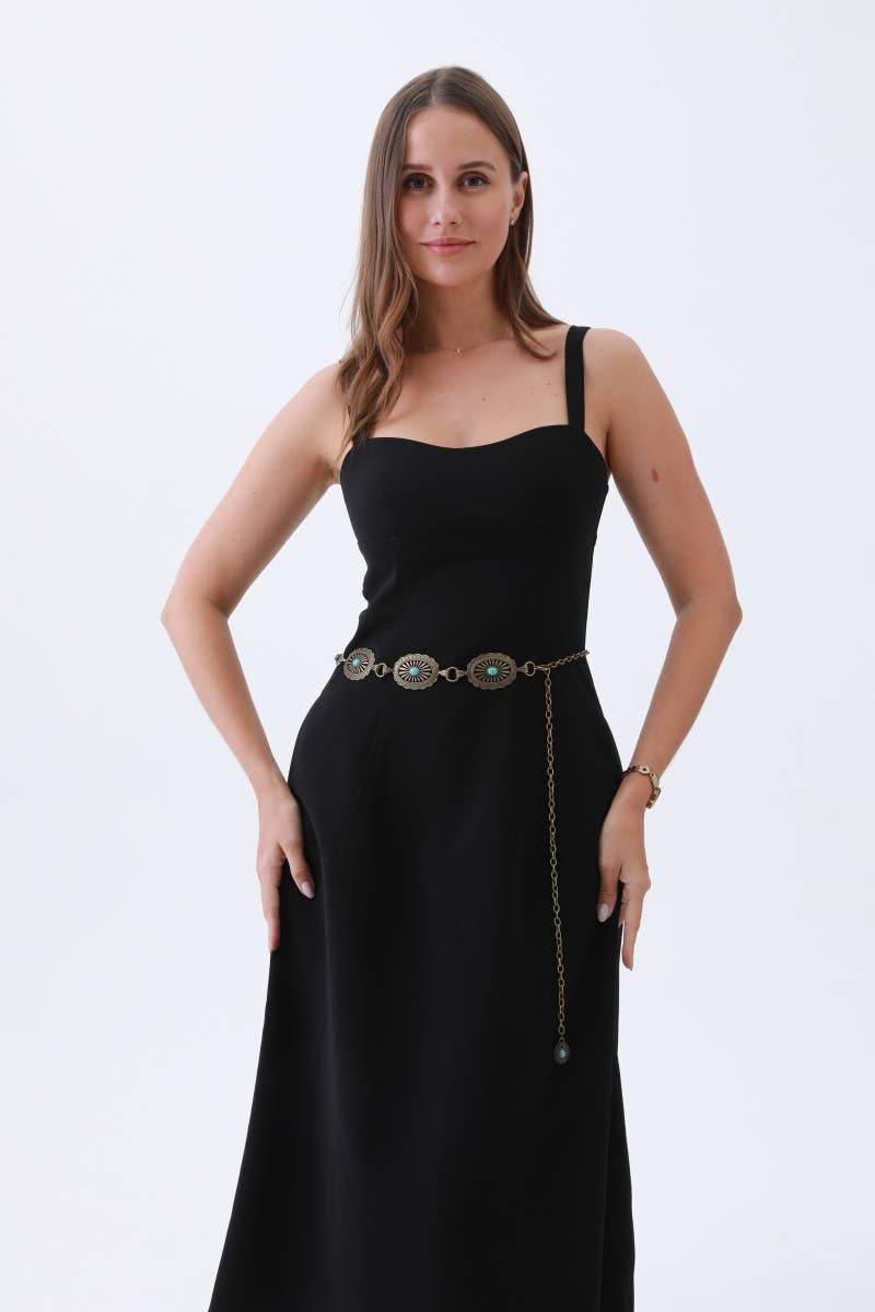 Vintage Turquoise Chain Belt – Classic Western Elegance YB-8117 - Double C Western SupplyLeto Accessories