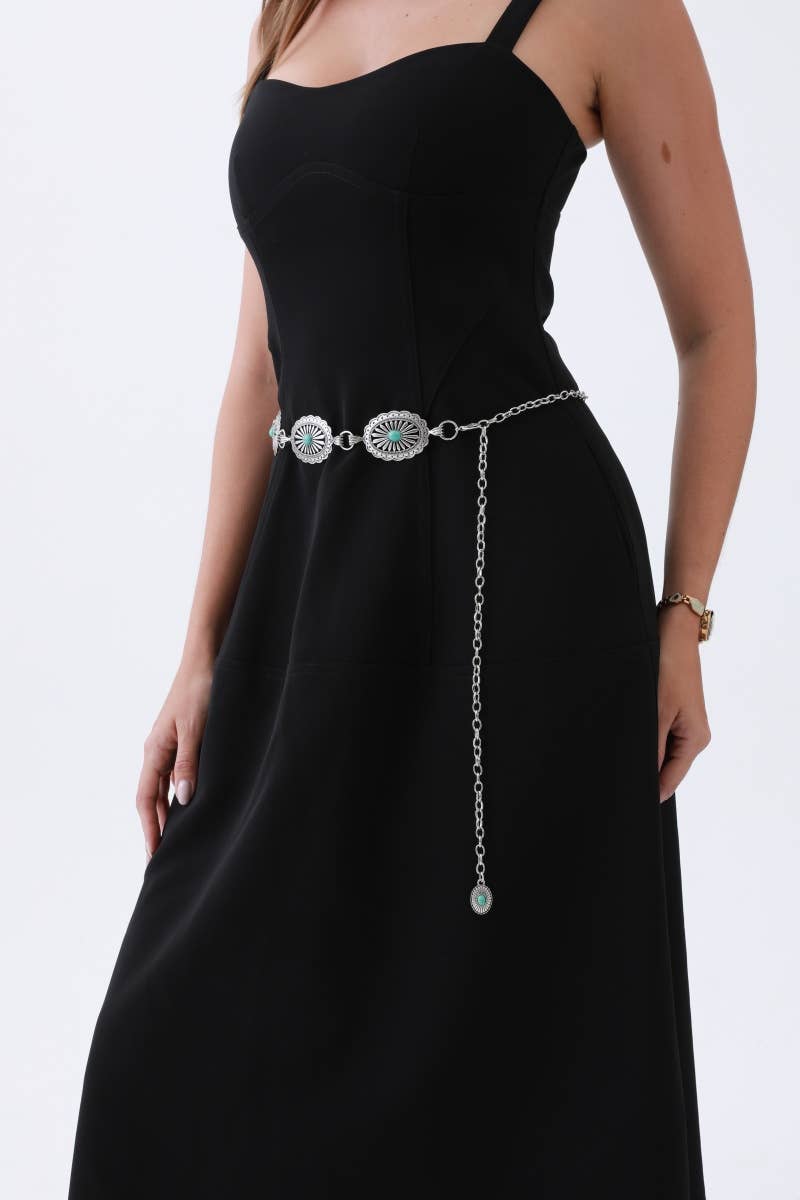 Vintage Turquoise Chain Belt – Classic Western Elegance YB-8117 - Double C Western SupplyLeto Accessories