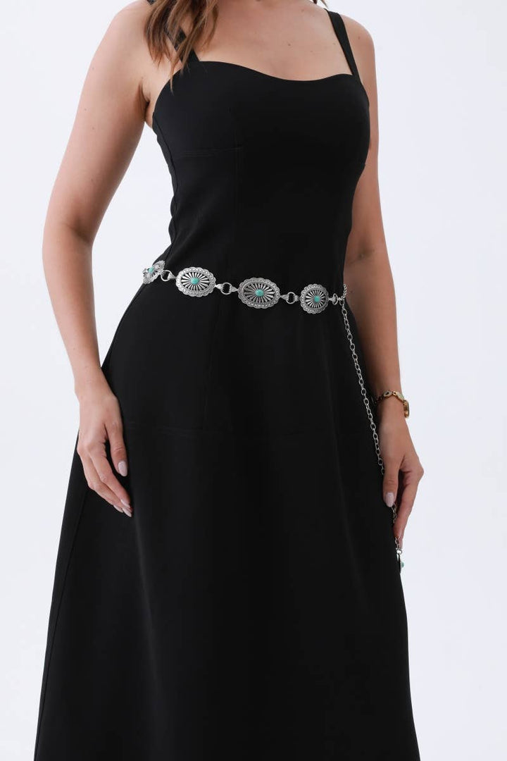 Vintage Turquoise Chain Belt – Classic Western Elegance YB-8117 - Double C Western SupplyLeto Accessories
