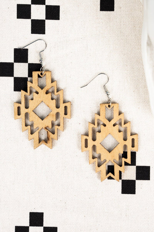 AZTEC DIAMOND WOOD EARRINGS Double C Western Supply