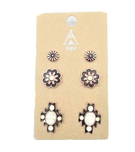 Western 3 Pair Turquoise Earring Set - Double C Western SupplySnowing West