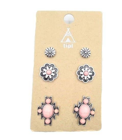 Western 3 Pair Turquoise Earring Set - Double C Western SupplySnowing West