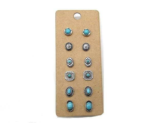 Western 6 Pair Dainty Post Earring Set - Double C Western SupplySnowing West