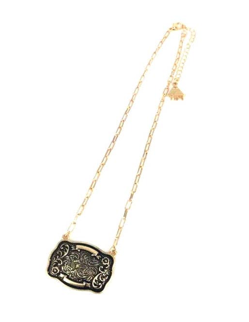 Western Belt Buckle Necklace SN0333AG - Double C Western SupplySnowing West