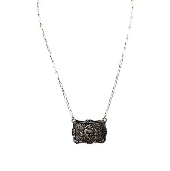 Western Bronc Rider Necklace SN0949SB - Double C Western SupplyFaire