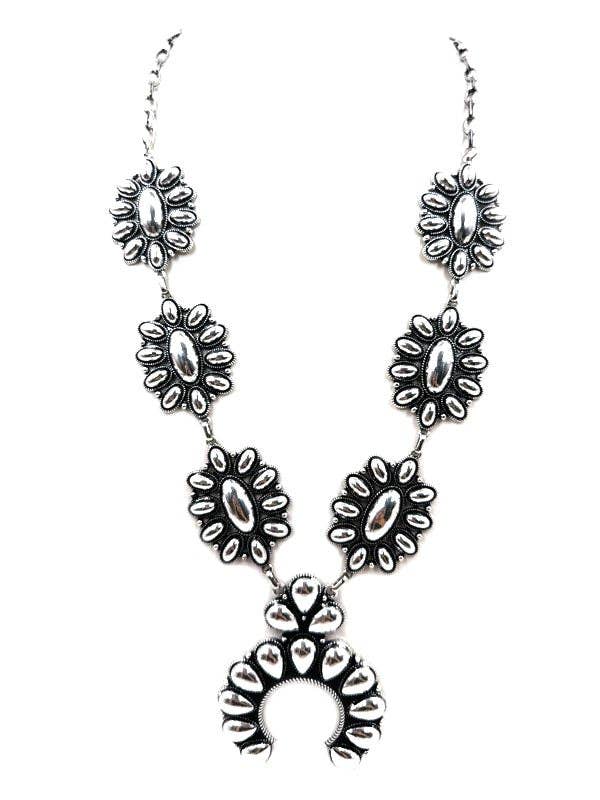 Western Metal Squash Blossom Necklace Set - Double C Western SupplySnowing West